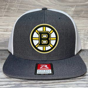 Boston Bruins 3D Flat Bill Wool Blend Hat- Heather Charcoal/ White
